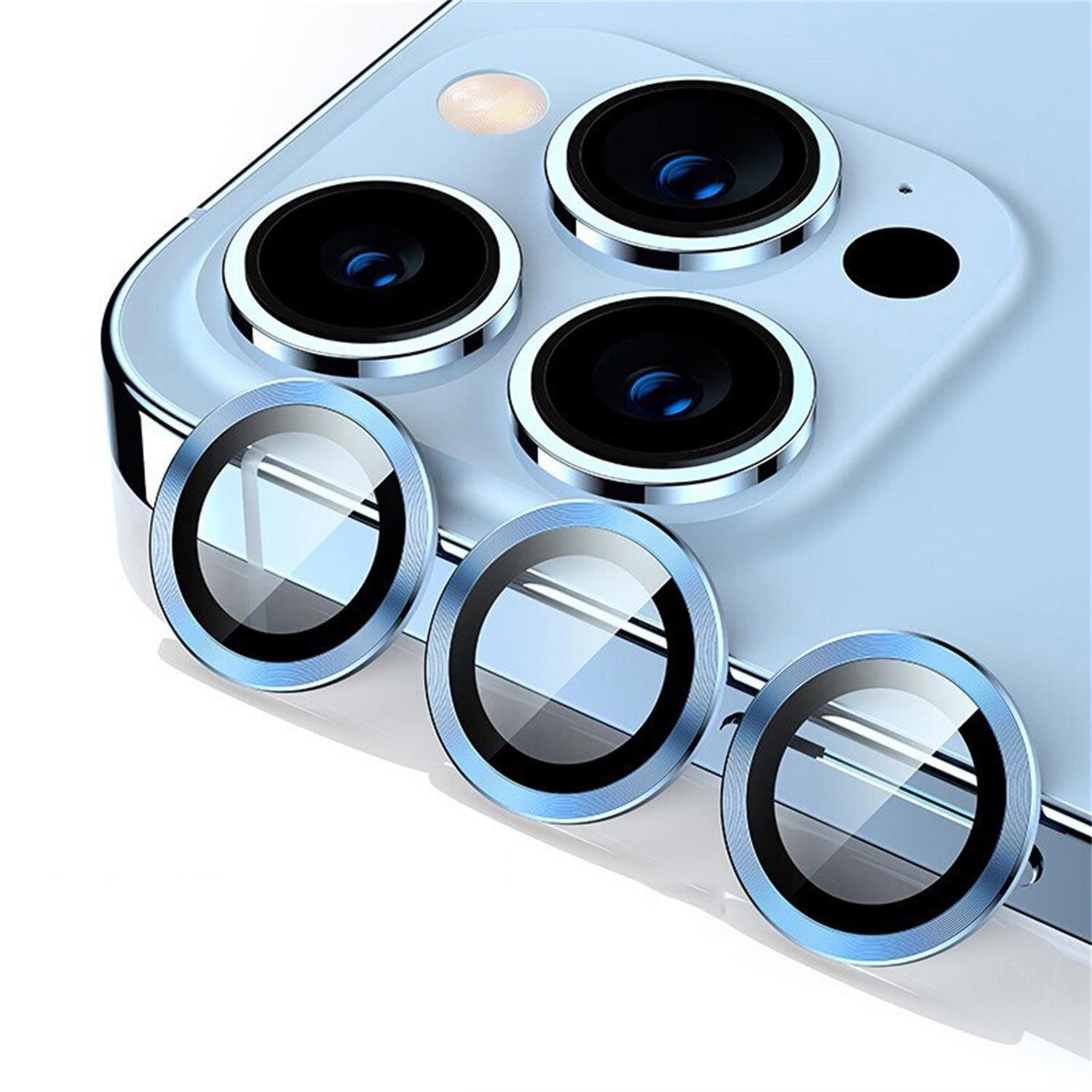 [3 Packs]For iPhone 14 Series Camera Lens Metal Ring Tempered Glass Screen Protector