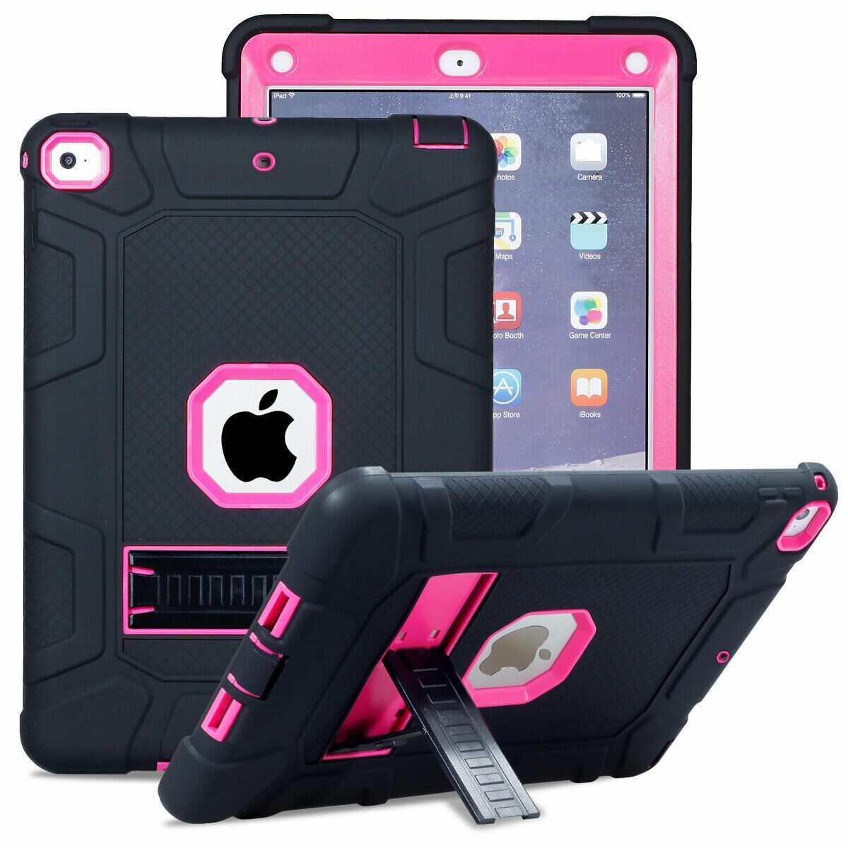 For iPad 5th 9.7'' 2018 Shockproof Rubber Stand Hard Case Cover
