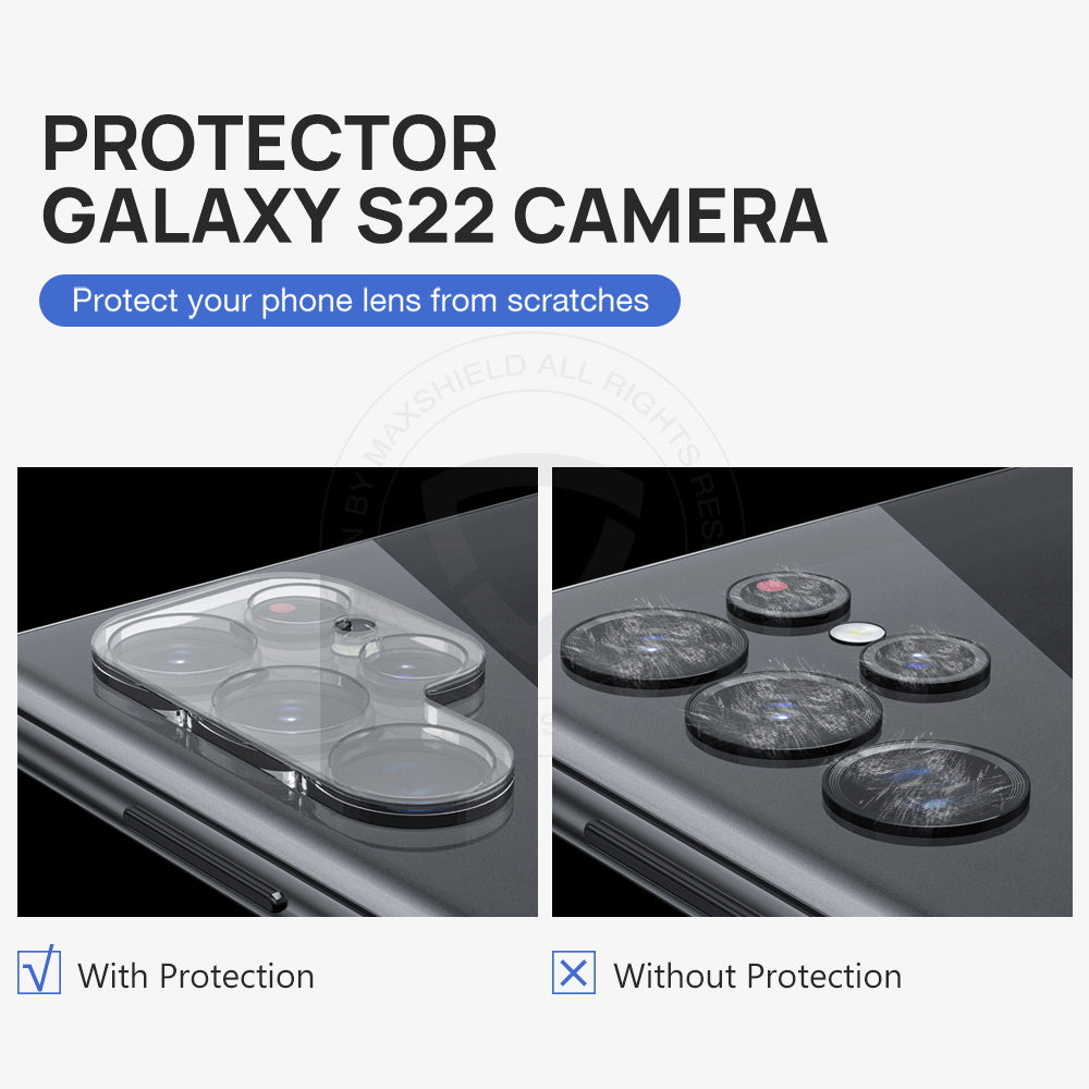 MAXSHIELD For Samsung Galaxy S22 Plus Ultra 5G Camera Lens Screen Glass Protector