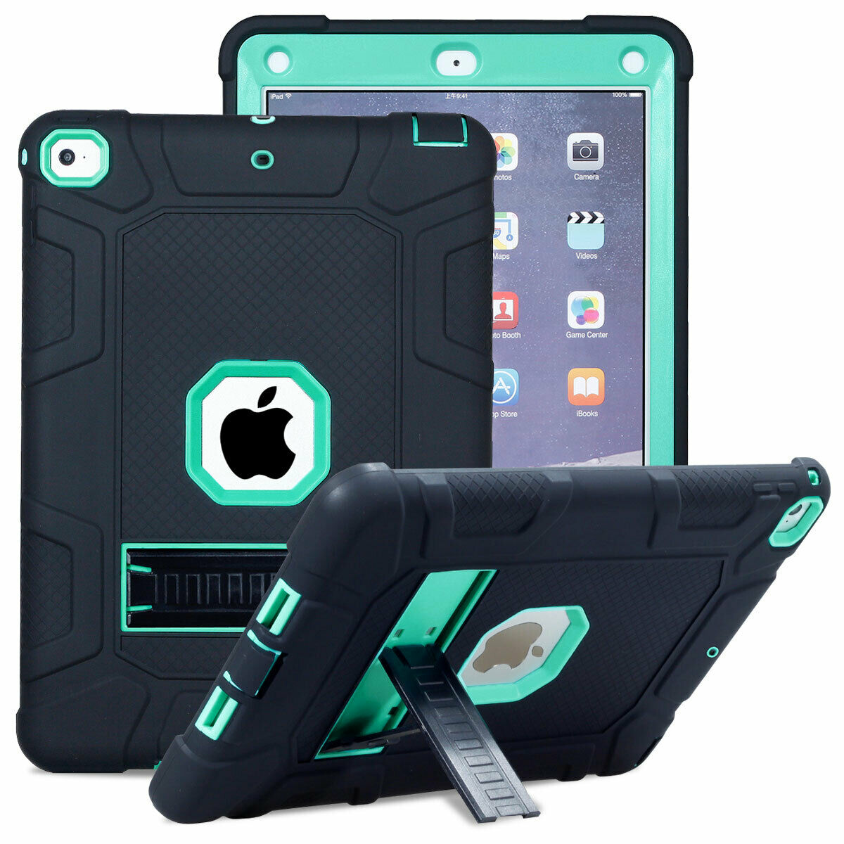 For iPad 6th 9.7'' 2018 Shockproof Rubber Stand Hard Case Cover