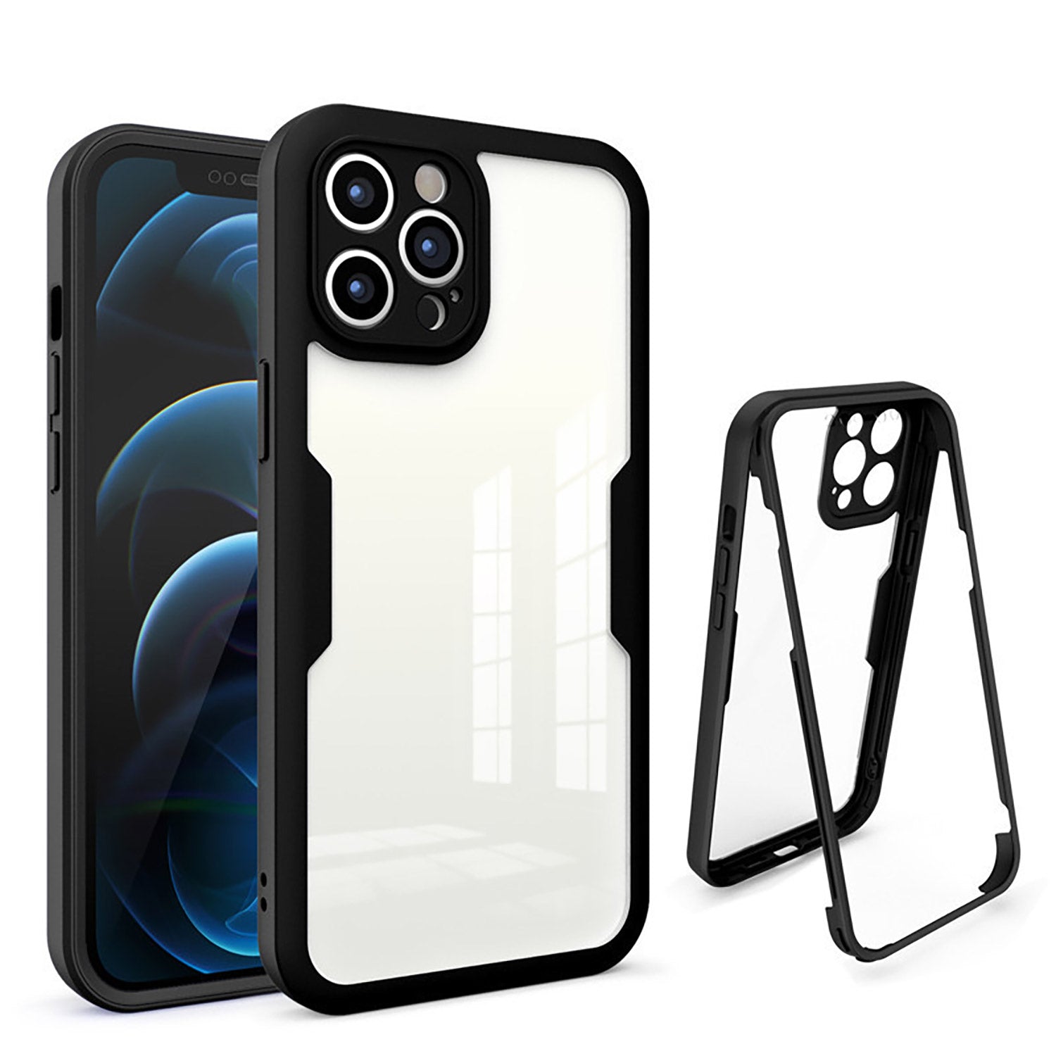 For iPhone 14 13 12 11 Pro Max  Shockproof Rugged 360 Full Body Clear Case Cover
