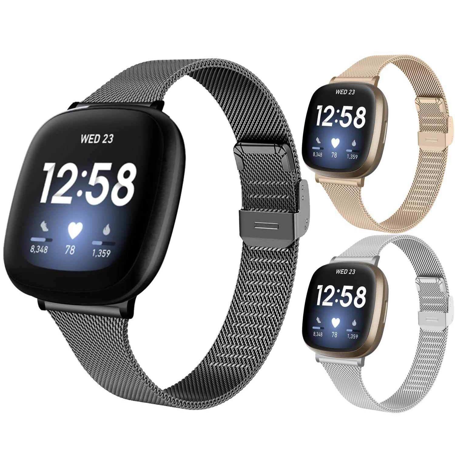 For Fitbit Versa 3 4 Sense 2 Band Milanese Stainless Steel Lock Watch Wrist Band