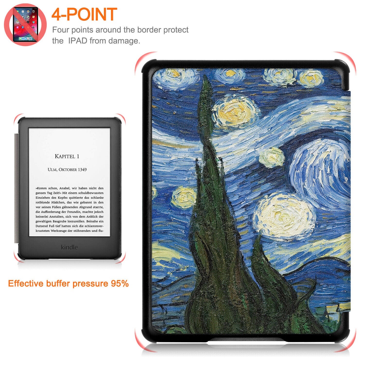 New Amazon Kindle 2019 10th 6" Inch Case Smart Flip Leather Back Slim Cover-StarSky