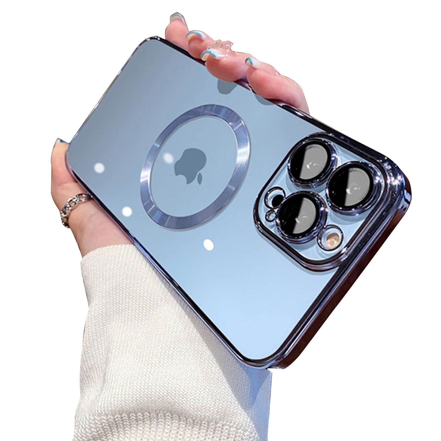 For iPhone 13 14 Pro Max Plus Case Clear Mag safe Plating TPU Magnetic Slim Cover