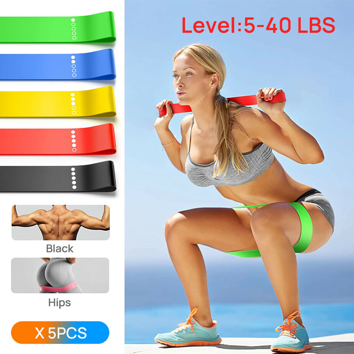 Resistance Bands Power Heavy Strength Exercise Fitness Gym Crossfit Yoga AU