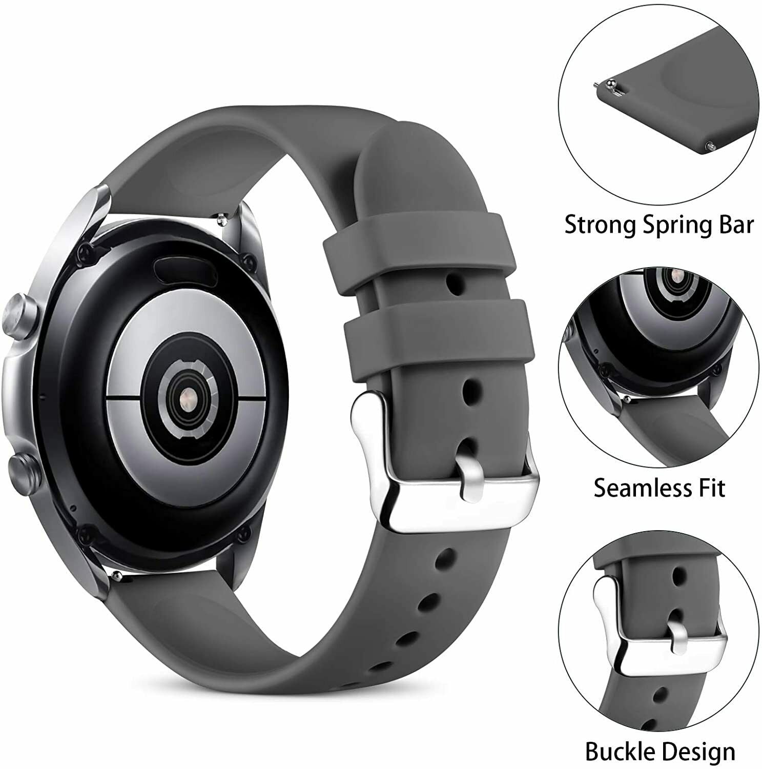 For Samsung Galaxy Watch 4 40/42/44/46mm Silicone Band Sports Strap Wristband
