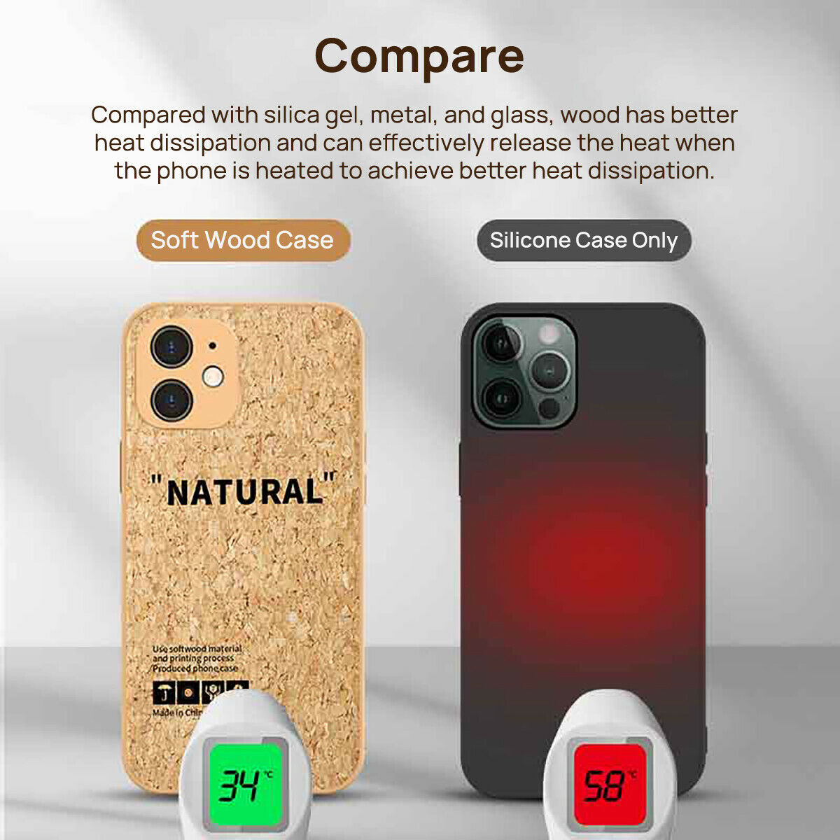 For Apple iPhone 12 Pro Max Shockproof Case Soft Cork Wood TPU Slim Hard Cover