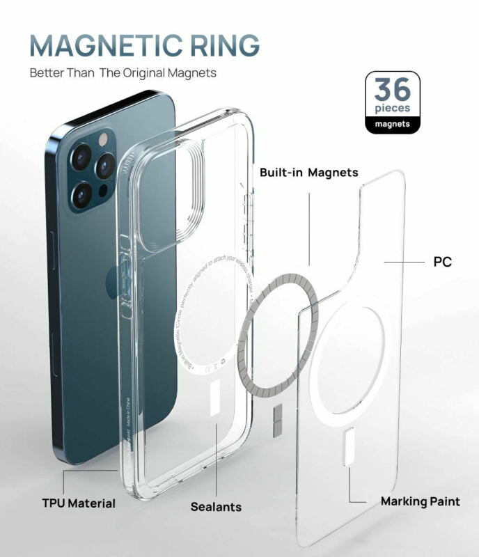 For iPhone 12 Pro Max Clear Mag Safe Magnetic Case Slim Bumper Shockproof Cover