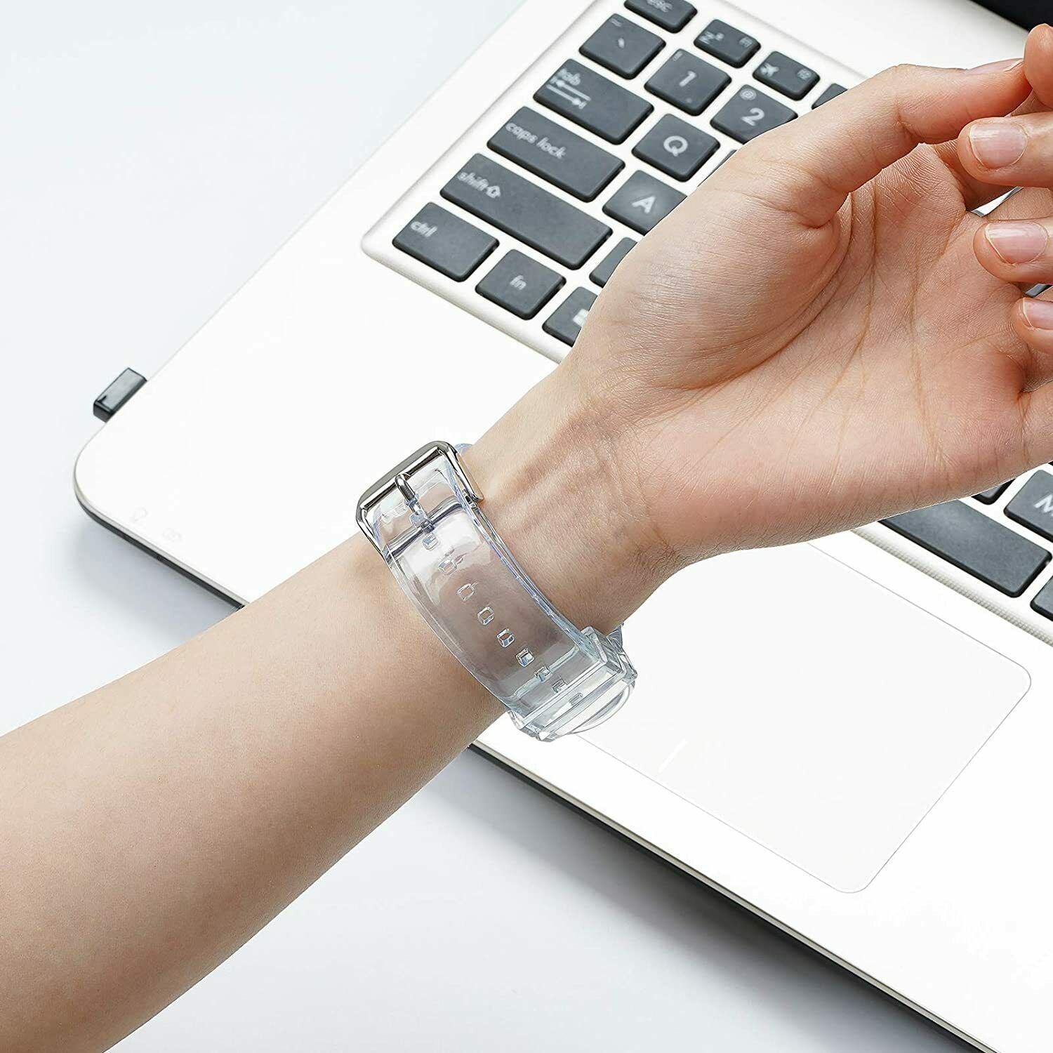 For Apple Watch 7 45/41 Silicone Clear Sports iWatch Band Strap Screen Protector