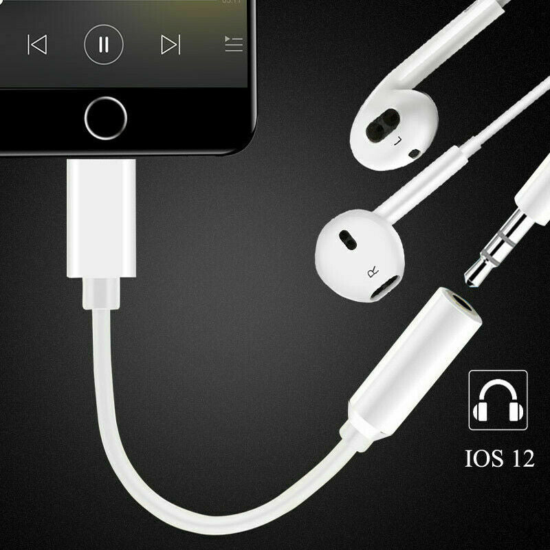 Lightning to 3.5mm AUX Headphone Audio Jack Adapter Cable iPhone7/8/X/XS/Max/ XR