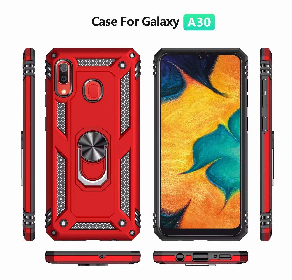 Samsung Galaxy A30 Anti Scratch Rugged Magnetic Car Mount Ring Case Heavy Duty Case Cover (Navy)