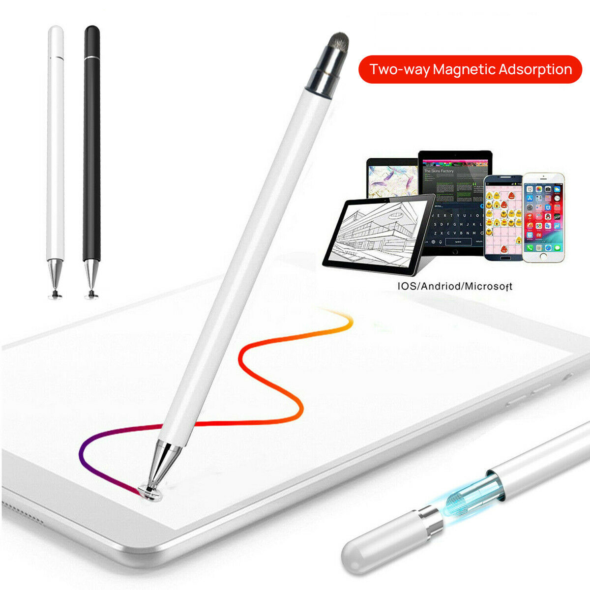 2 IN 1 Pencil Pen for Apple iPad 6th/7th/8th/Mini/Pro 11&12.9/Air 3rd Gen Stylus