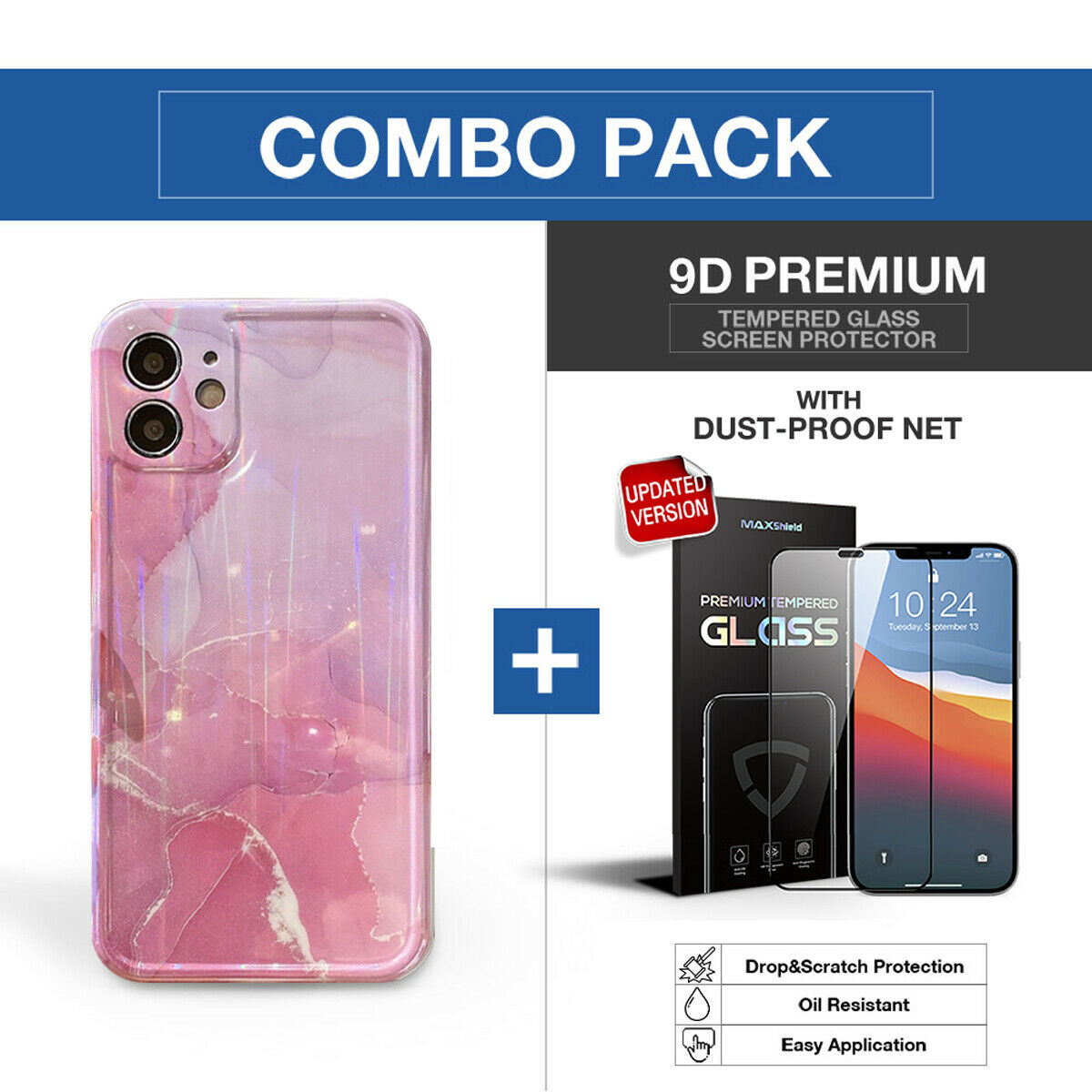 For iPhone 12 Pro Max Soft Slim Case Silicone Marble Shockproof Laser Clear Cover