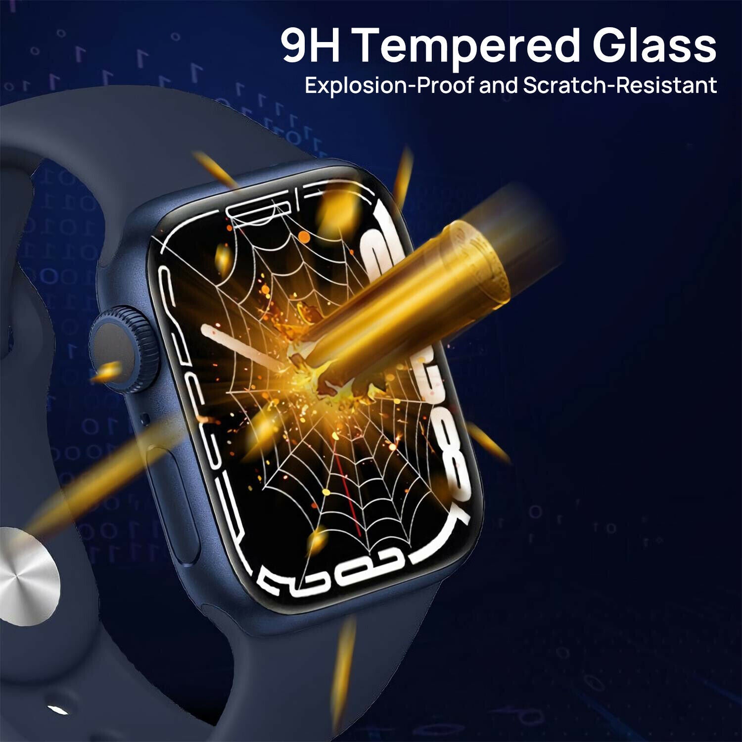 MAXSHIELD For Apple Watch Series 7 45/41mm 6D Glass Full Cover Screen Protector