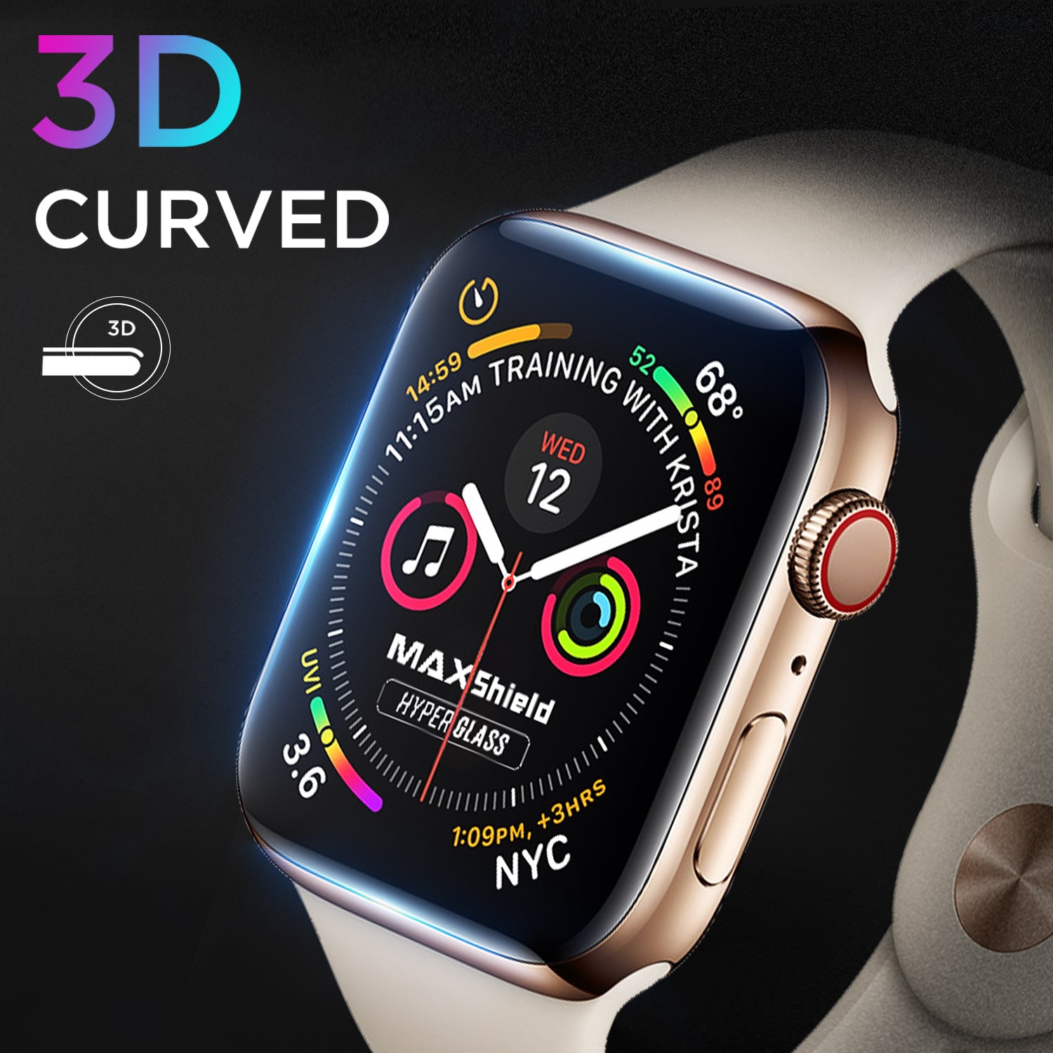 MaxShield Screen Protector for Apple Watch Series 1/2/3/4 38mm iWatch