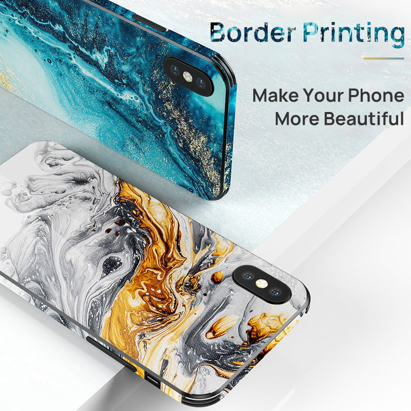 iPhone XS Case Shockproof Tough Glass Marble Soft Cover for Apple
