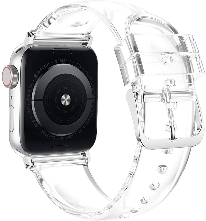 For Apple Watch 7 45/41 Silicone Clear Sports iWatch Band Strap Screen Protector