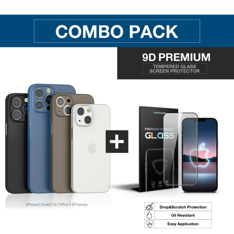 Fr iPhone 13 Pro Max Matte Clear Case Cover Thin Slim Shockproof ScreenProtector