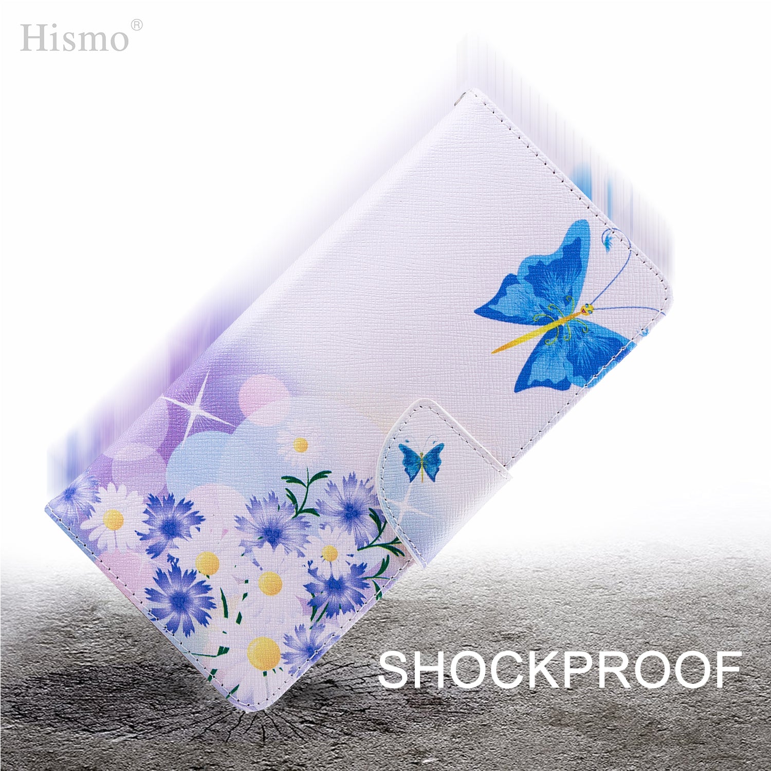 Samsung Galaxy A30 Wallet Leather Case Flip Magnetic Card Slot Cover-Blue Butterfly