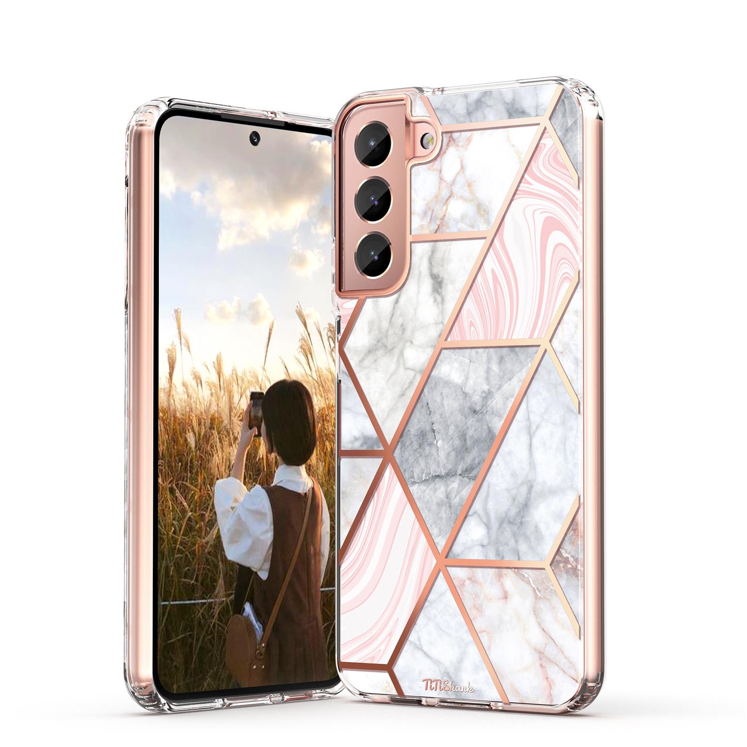 For Galaxy S22 Plus 5G Case Clear Slim Glitter Marble Shockproof Case Cover