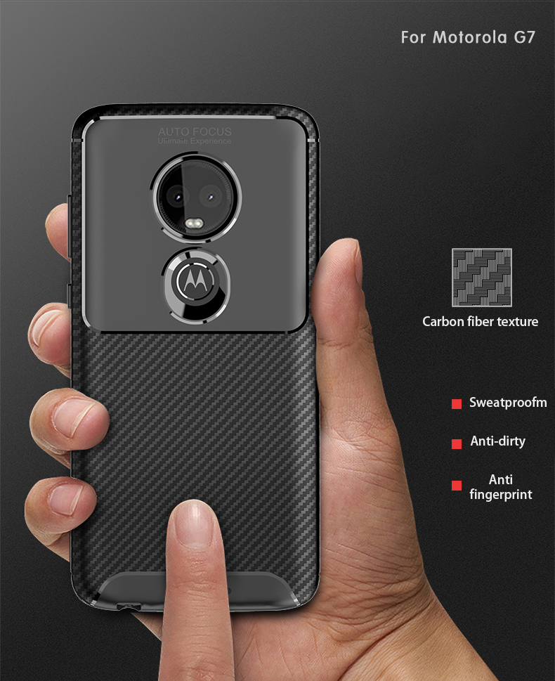 Motorola Moto E5 Shockproof Carbon Fiber soft Case Cover