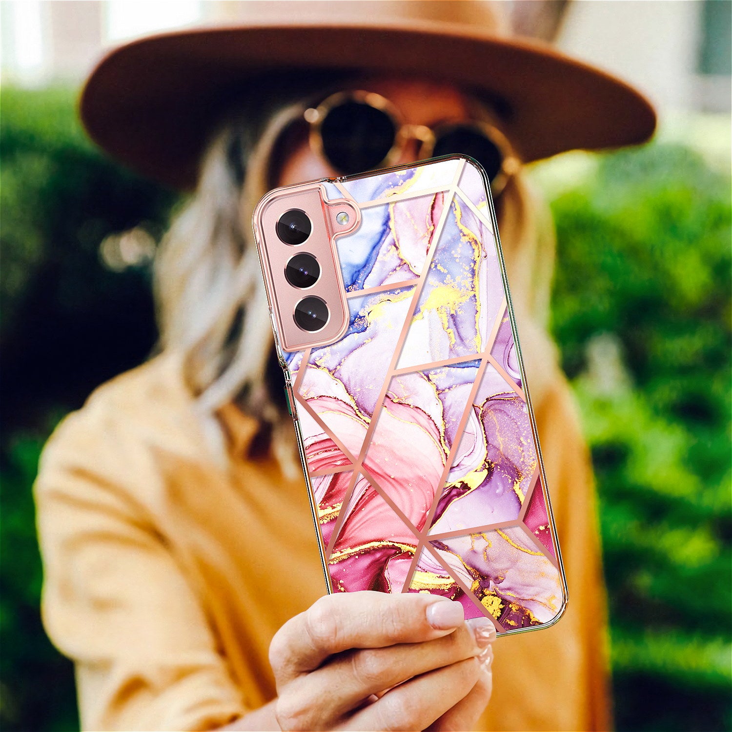 For Galaxy S22 Plus 5G Case Clear Slim Glitter Marble Shockproof Case Cover