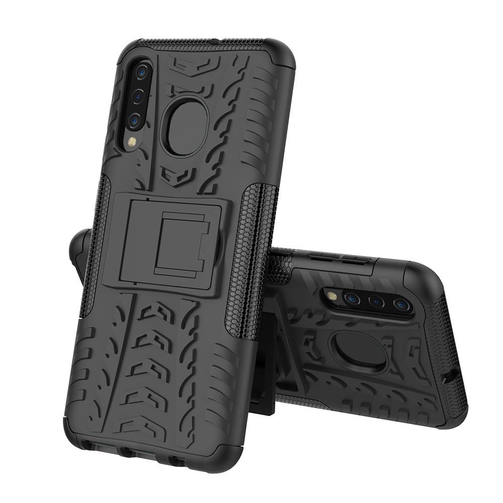 Samsung Galaxy A30 Heavy Duty Tough Shockproof Strong Rugged Anti-Knock Kids Protective Case Cover (Black)