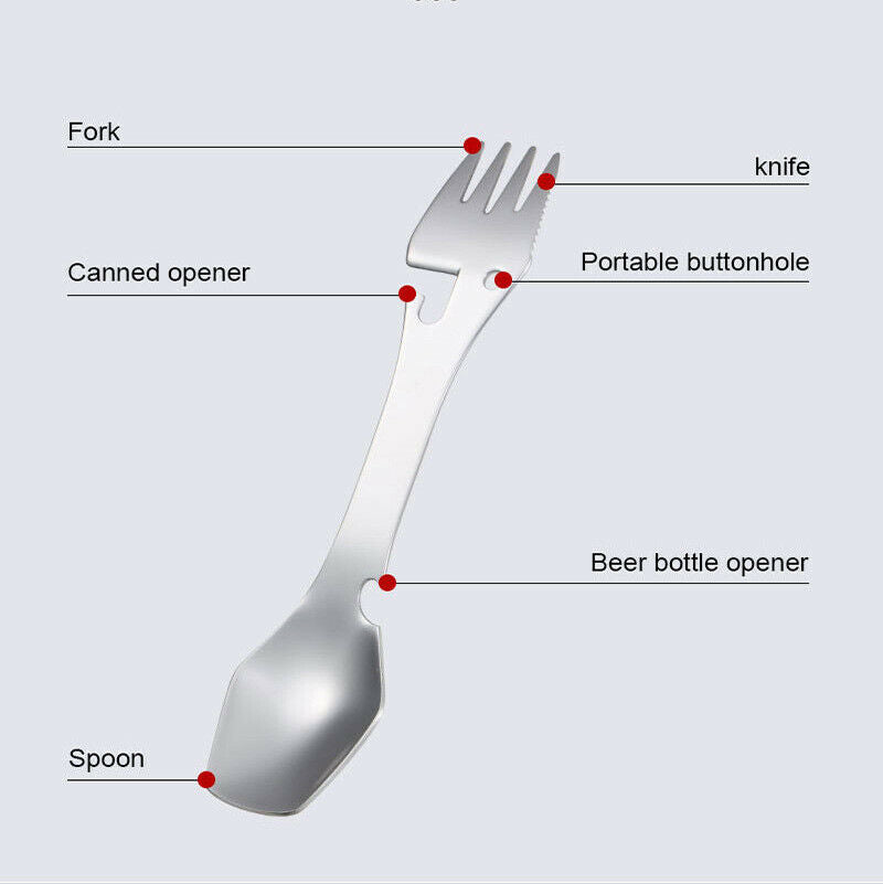 Stainless Steel multifunctional Cutlery Knife Fork Spoon Clip Camping Hiking