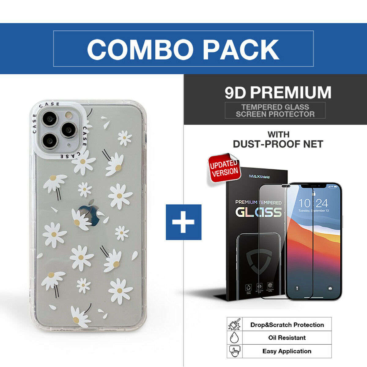 For iPhone 12 Pro Case Flower Pattern Silicone Clear Glitter Slim Soft Cover