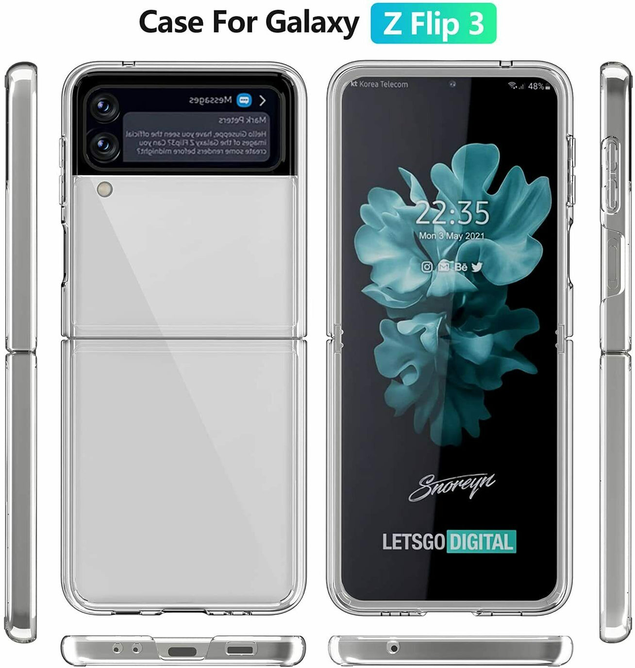 For Galaxy Z Flip 3 5G Case Shockproof Clear Slim Cover Case Screen Pro