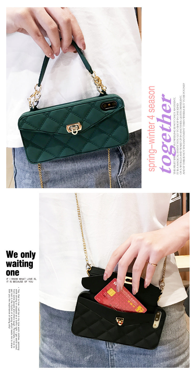 iPhone 11 Case Shoulder Strap Card Wallet Silicone Cover