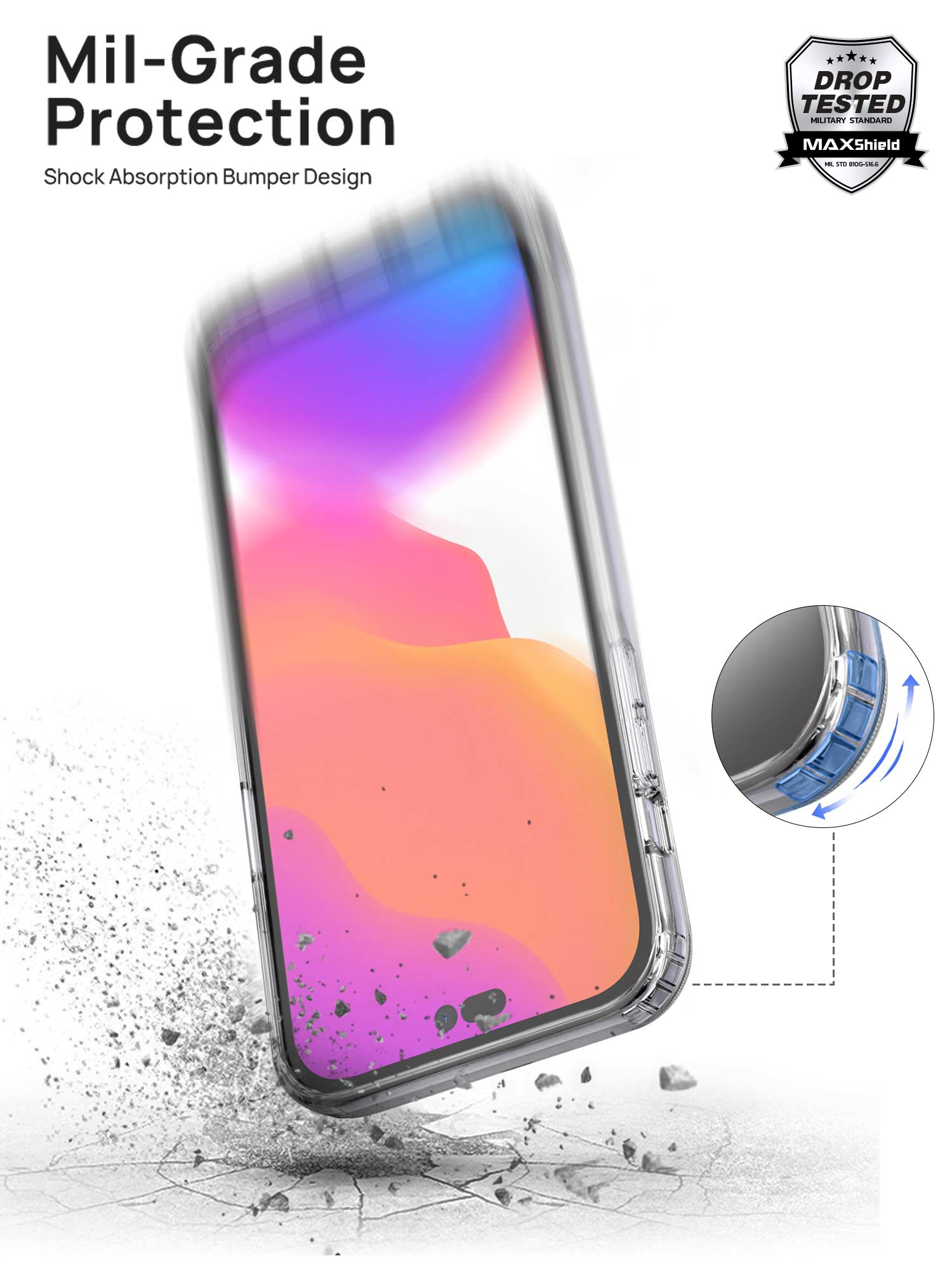 MAXSHIELD For iPhone 14 13  Series Case Shockproof Clear Slim Cover