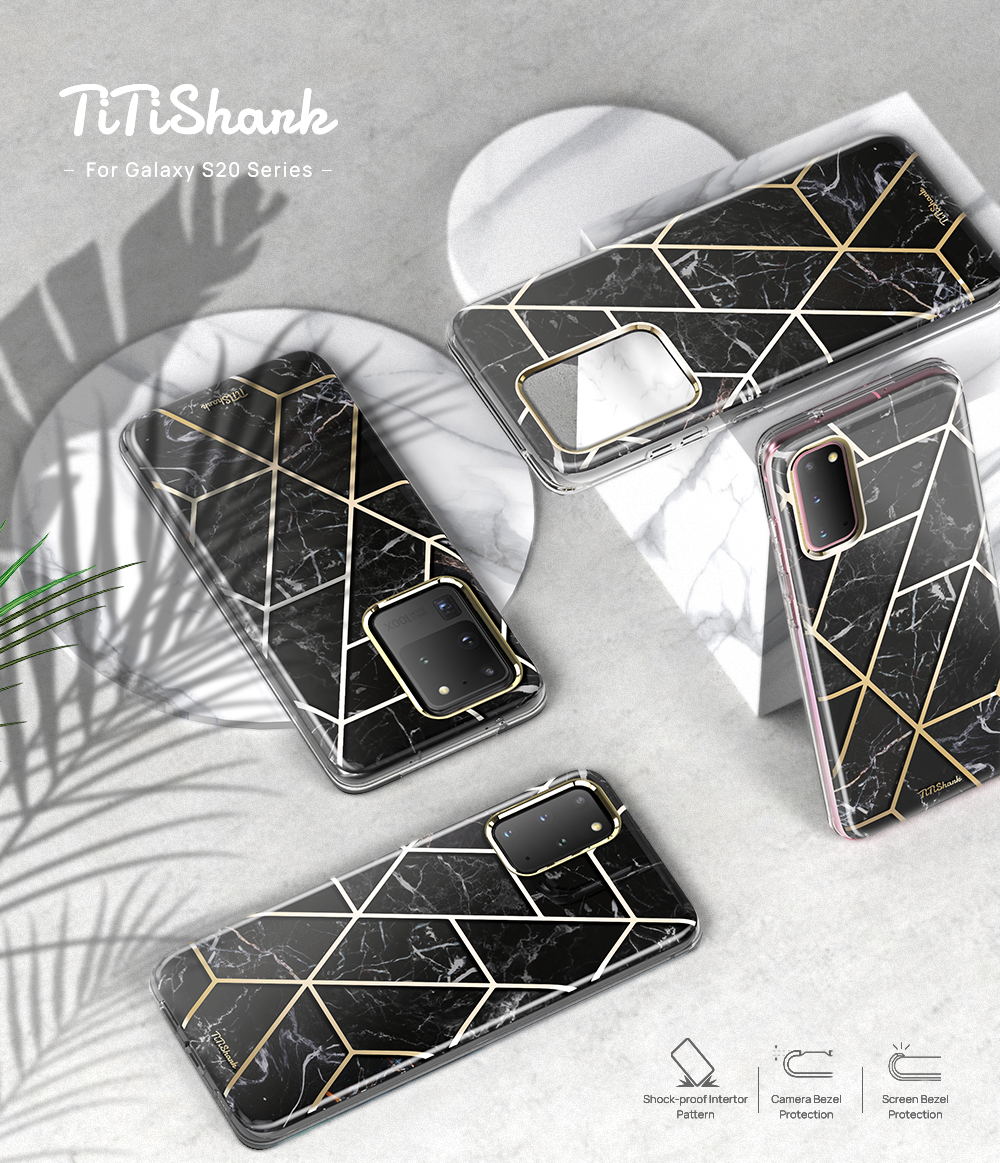Galaxy S20 Plus Ultra Case TITISHARK Clear Stylish Marble Shockproof Case Cover