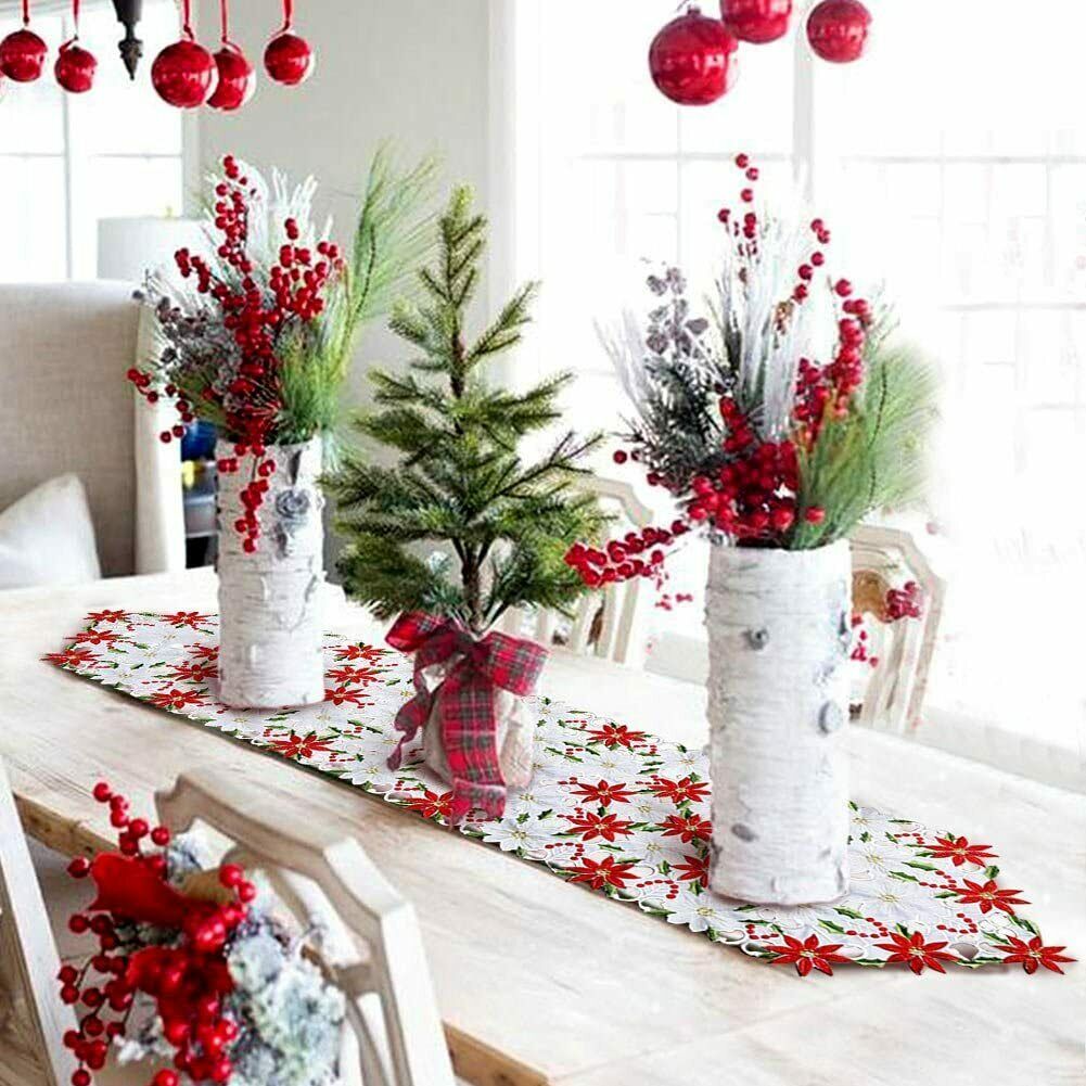 Christmas Table Runner Double Layer Cotton cloth Cover Home Party Decorations