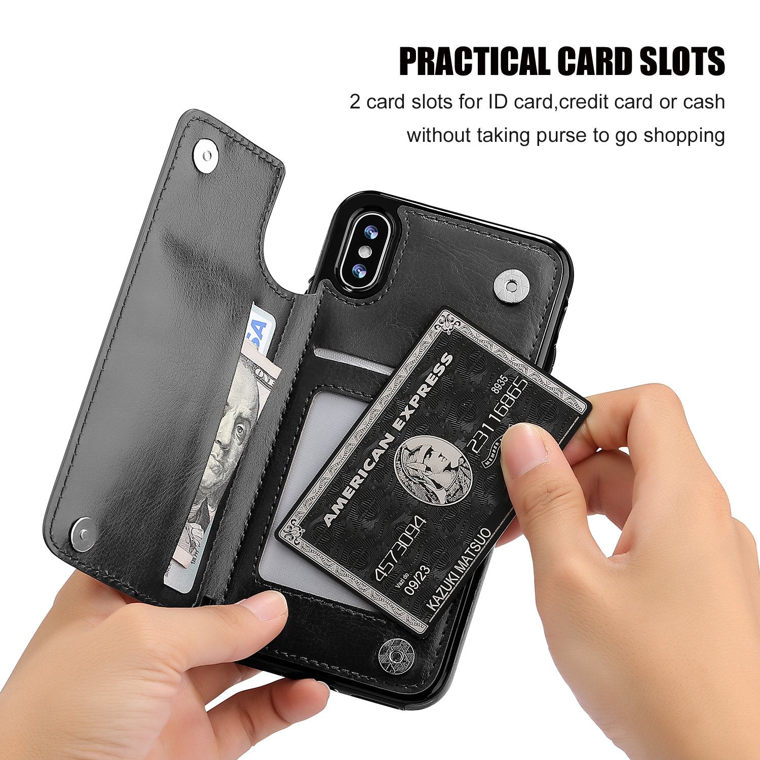 iPhone 8 Plus Leather Wallet Case Magnetic Flip Card Shockproof Cover