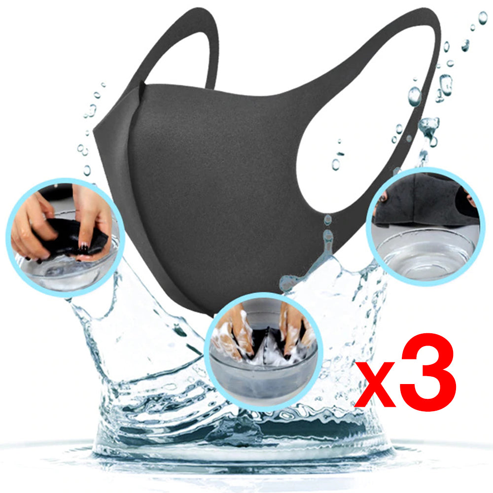 3Pcs Anti-Dust Masks Unisex Black Value Pack Face Mask Cycling Mouth Mask Muffle