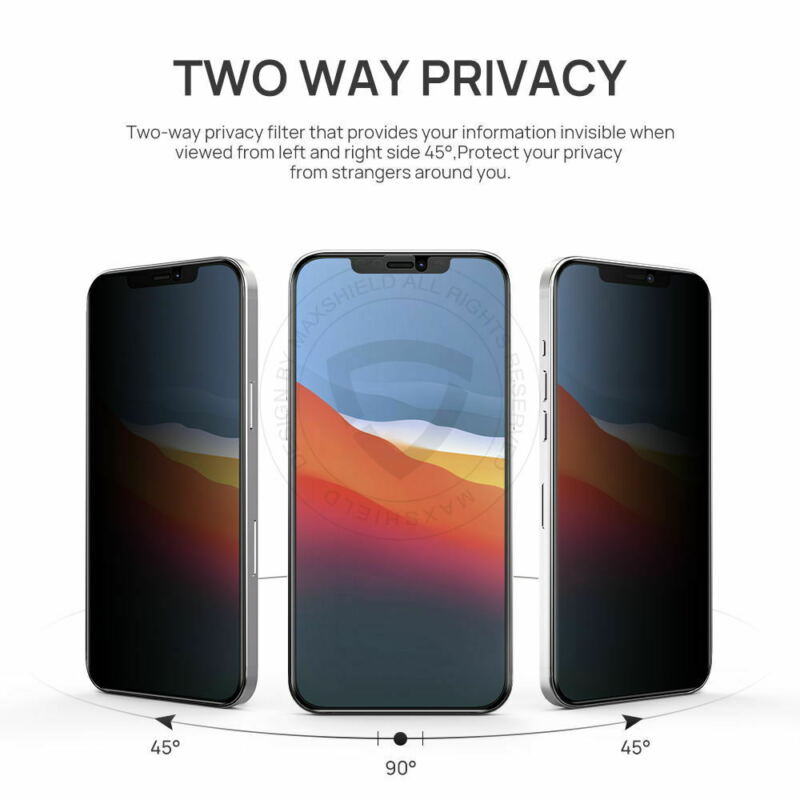 Privacy Anti-Spy Full Glass Tempered Screen Protector For iPhone 12 Pro Full Coverage