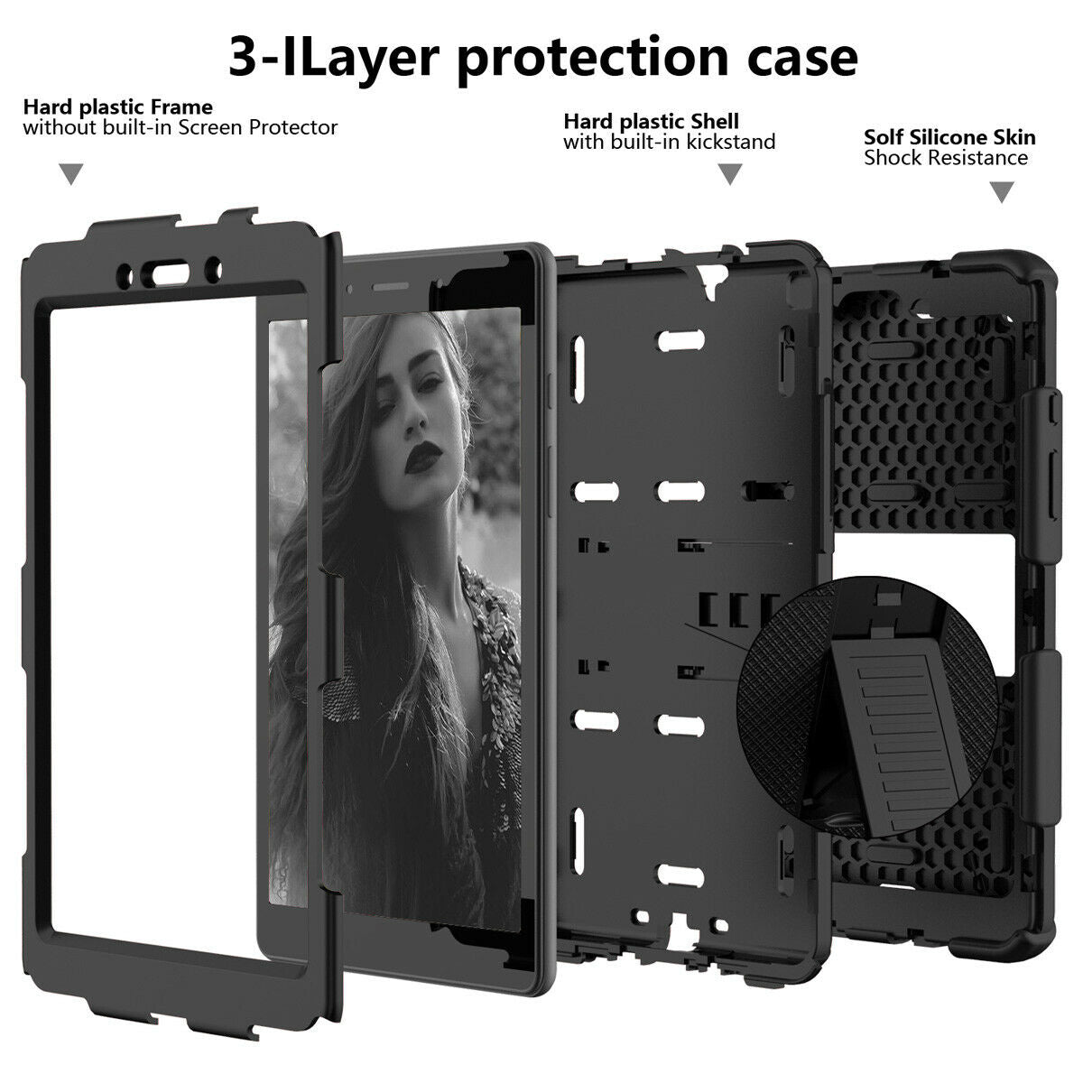 For Samsung Galaxy Tab A 8.0 T290 2019 Dual Shockproof Stand Tablet Case Cover