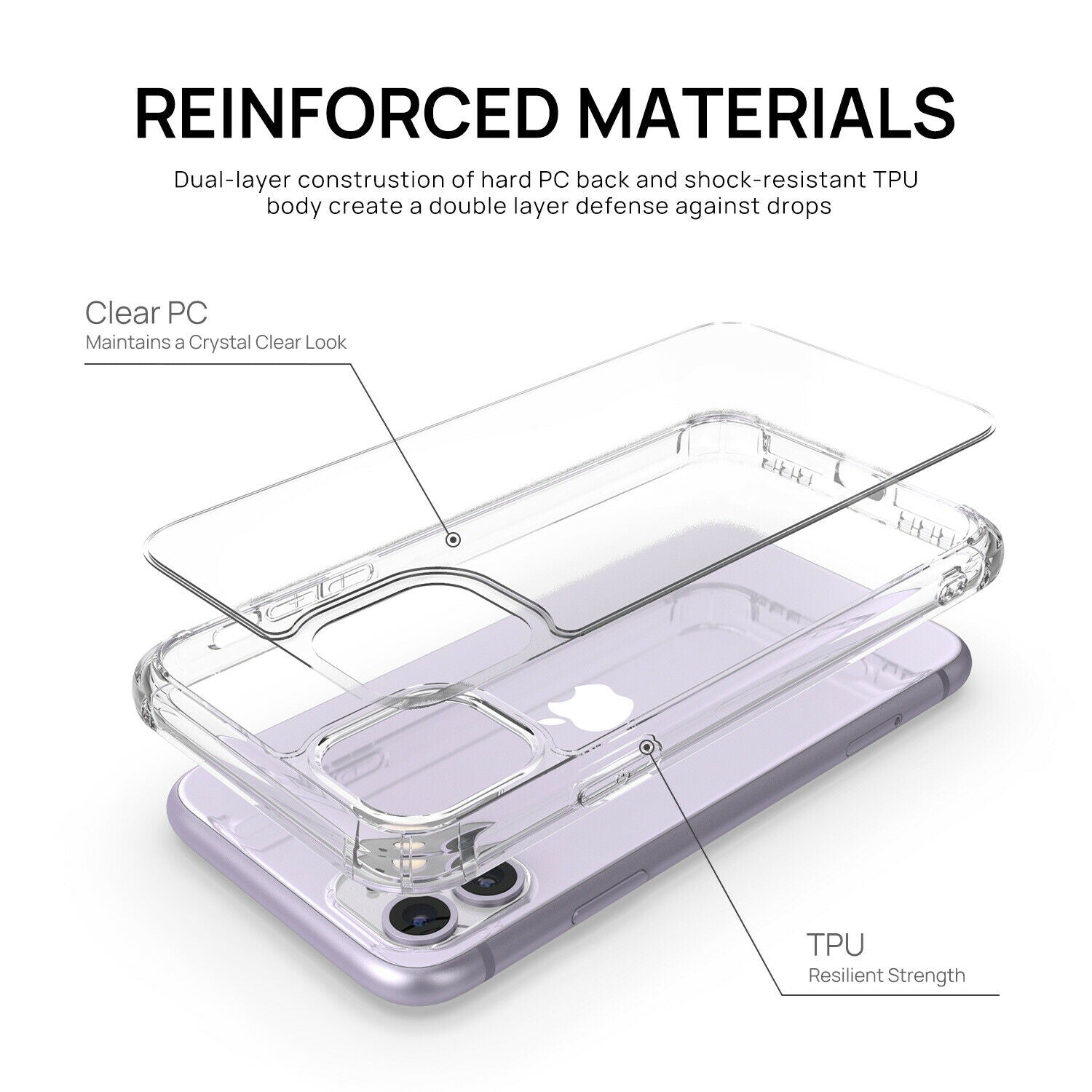 iPhone 11 Pro Case Clear Heavy Duty 2019 Shockproof TPU Hybrid Bumper Cover