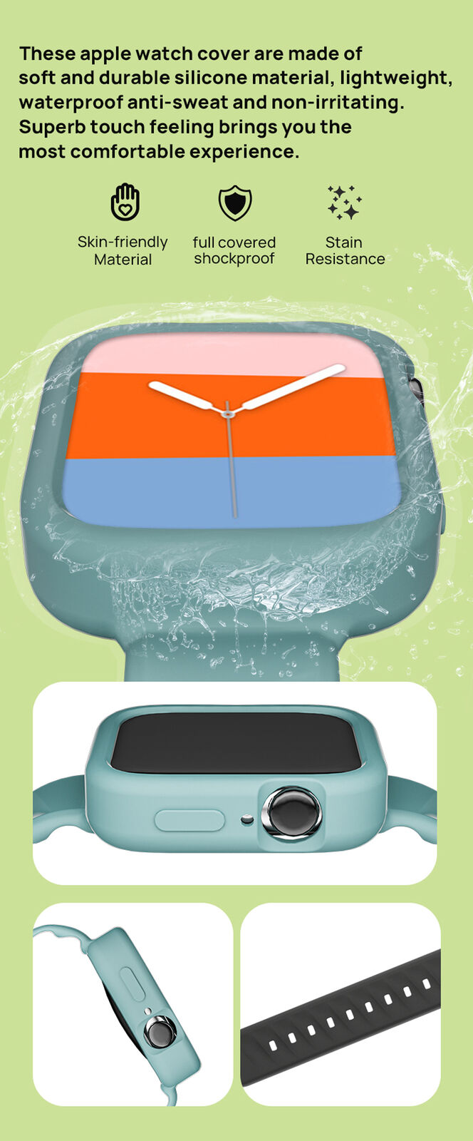 For Apple Watch iWatch Series SE 6 5 4 3 38/42mm Silicone Strap Case Cover Band