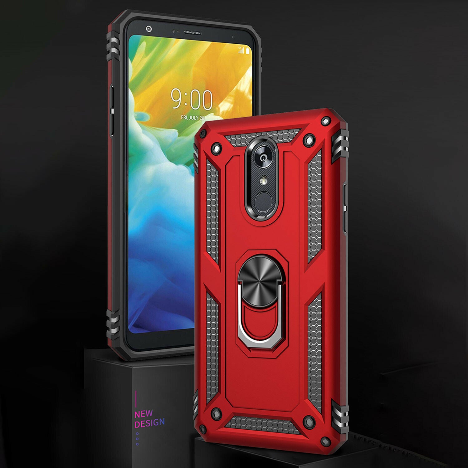 For LG K50 Case Magnetic Hybrid Ring Holder Armor Rugged Cover