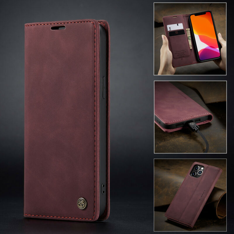 For iPhone 12 Pro Max 6.7" Case Magnetic Leather Wallet Card Flip Stand Cover