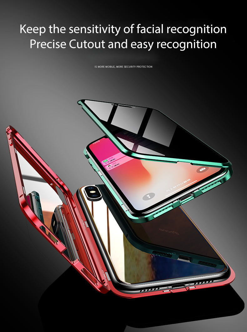 iPhone XR  Case Magnetic Metal Anti Spy Tempered Glass Cover