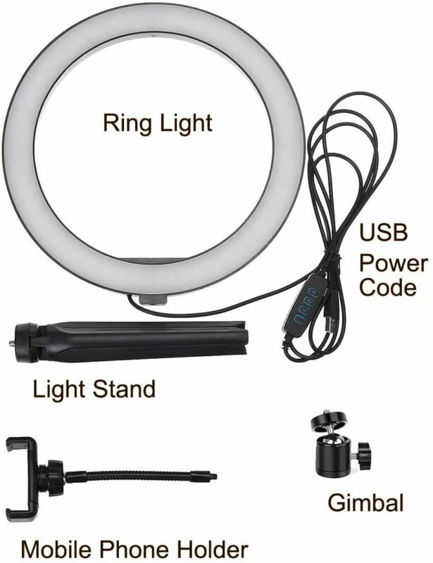 6" 10" LED Ring Light+Tripod Stand Lighting Kit Youtube Phone Makeup Selfie