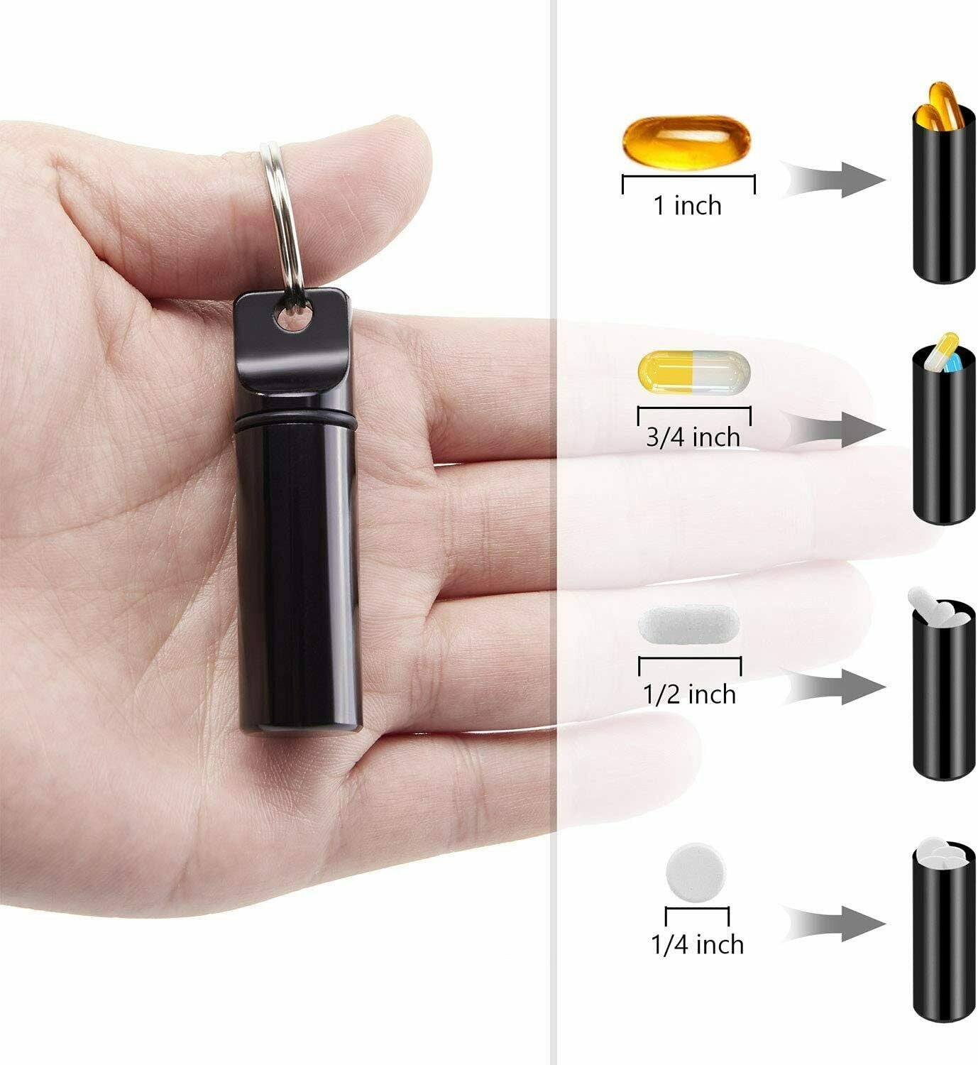 Mini Small Aluminum Pill Box Container Bottle Keyring Stash Waterproof Organiser