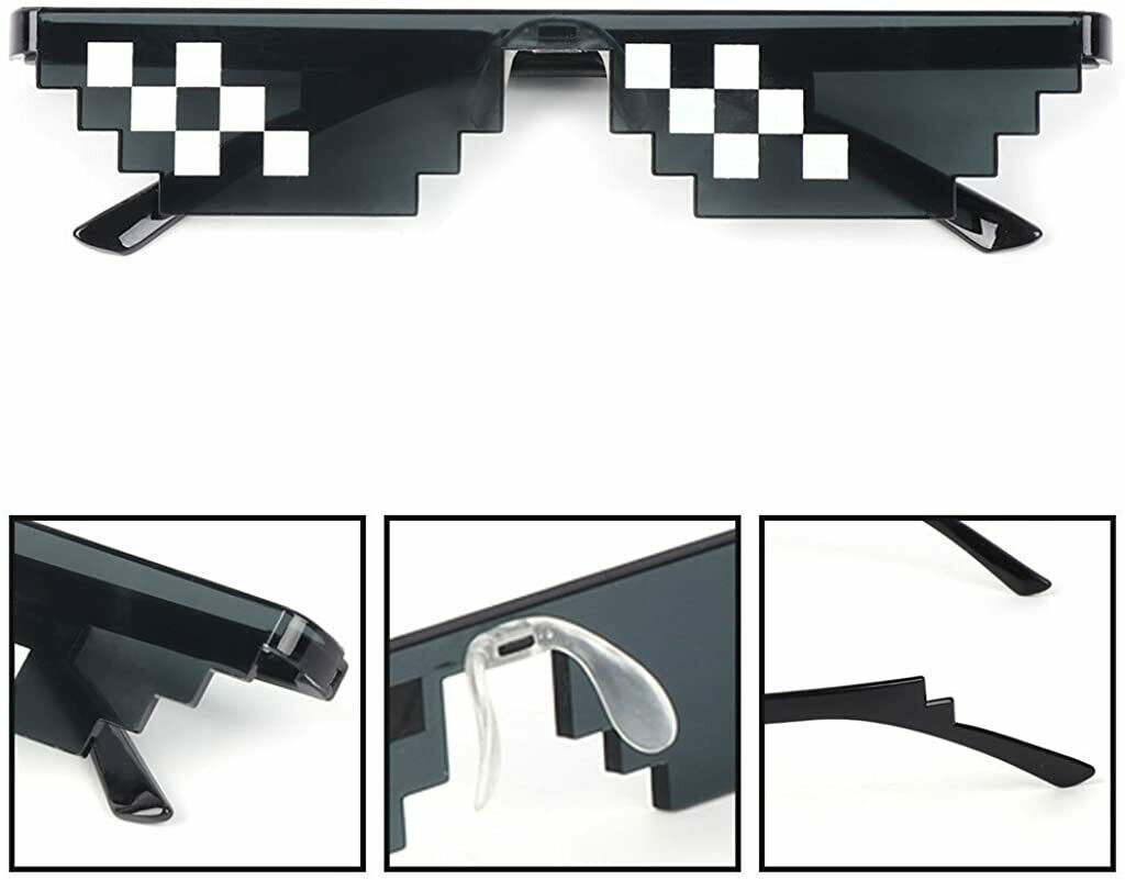Thug Life Sunglasses With It 8 Bits Pixel Props Mosaic Fashion Goggles Glasses