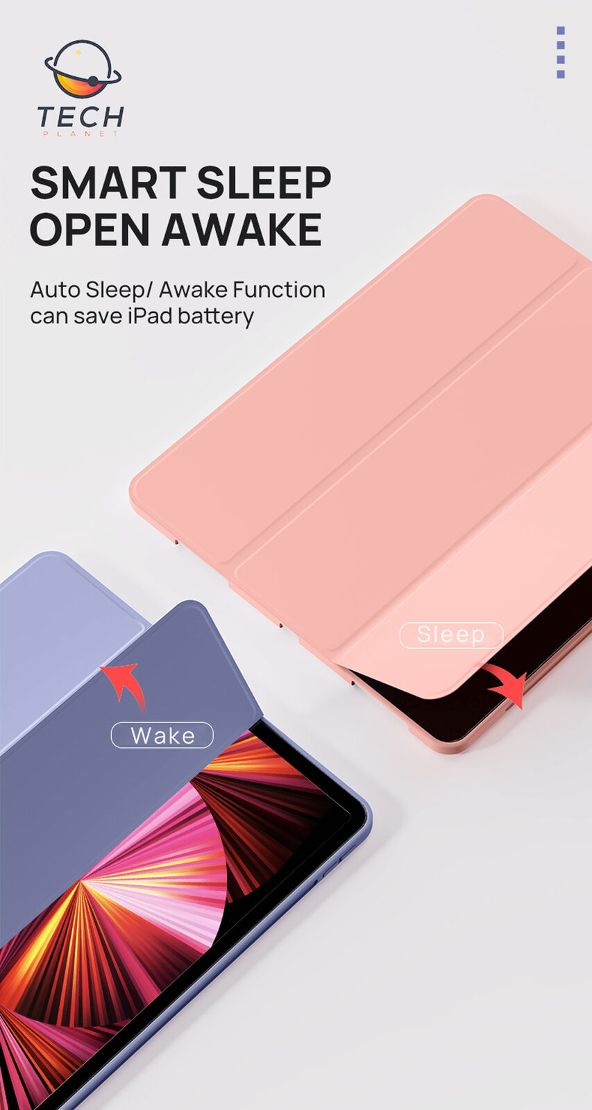 For iPad Pro 2021 12.9 Inch  Leather Case Cover Pencil Charging