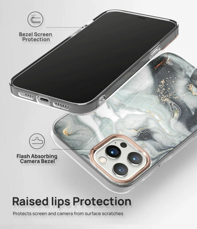 For Apple iPhone 12 6.1" Case Clear Slim Stylish Marble Shockproof Cover