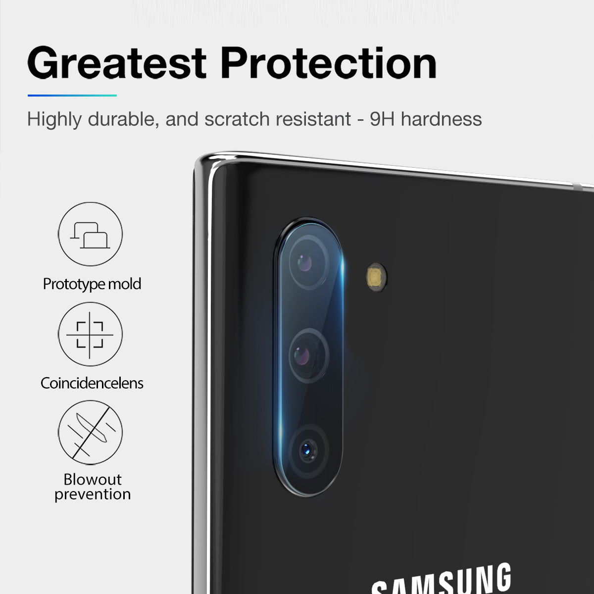 Samsung Galaxy Note 10 Maxshield Back Camera Lens Tempered Glass Protector