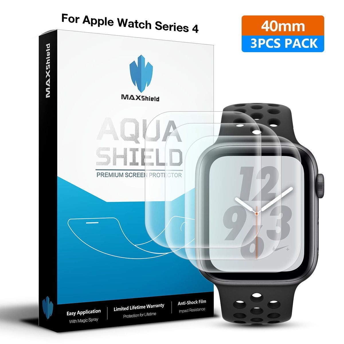 Genuine MaxShield HD Crystal Screen Protector for Apple Watch Series 5 40mm iWatch
